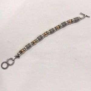 Silpada B1223 SS & 14k filled textured bracelet